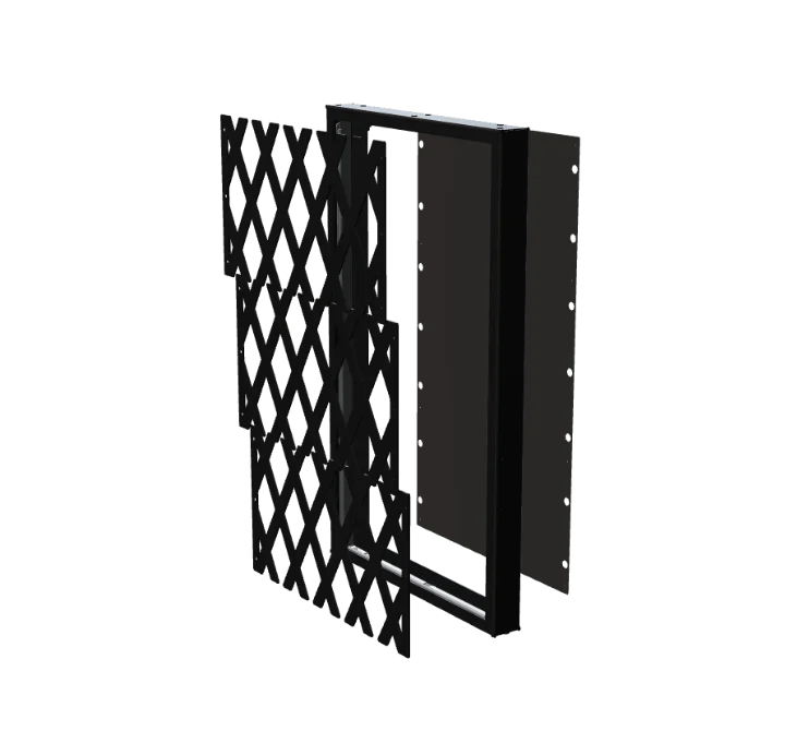 The frame pulled apart into its three layers: the optional back sheet, the frame and the screens.